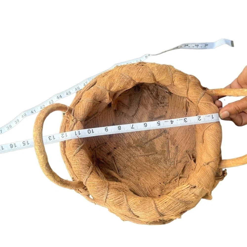Vintage Tan Willow, Stained Bark, Curly Branch,‎ Basket, Large